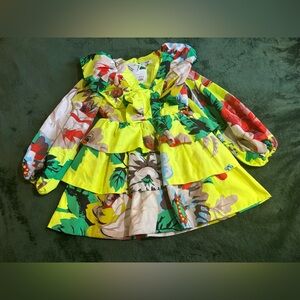 NWT 4 Christopher John Rogers for Target Yellow Puff Long Sleeve Tiered Dress